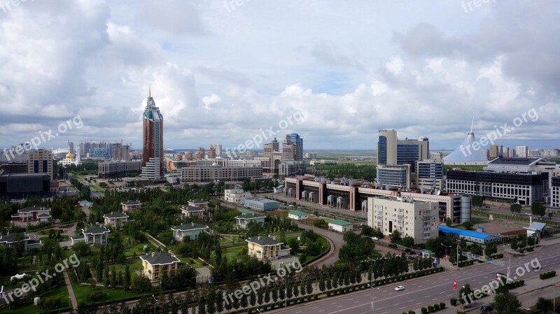 City Building Astana Kazakhstan Clouds