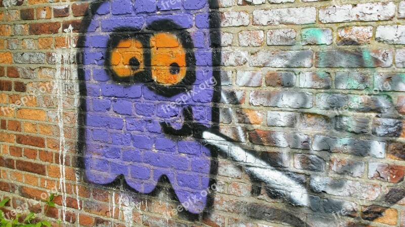 Wall Graffiti Ghost Mural Colorful