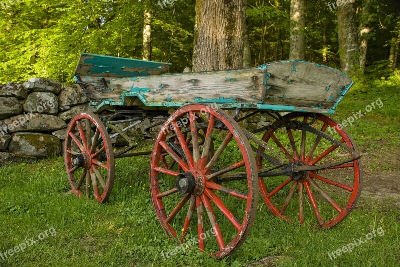 Cart Old Wood Flaking Paint Cart Wheels Wheel