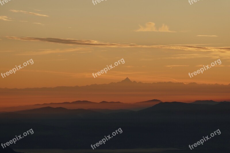 Monviso Sunset Landscape Horizon Mountain