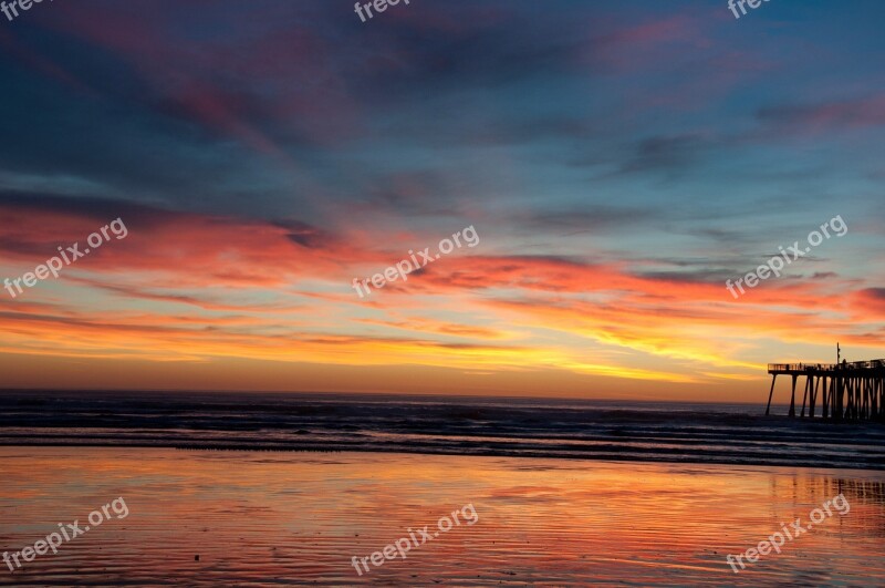 Pismo Beach Sunset Water Dock