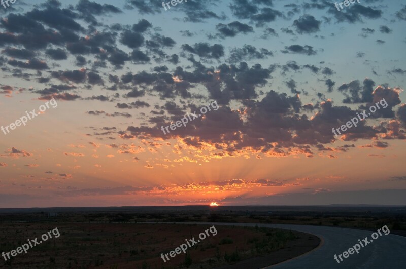 Sunrise Clouds Dawn Road No People