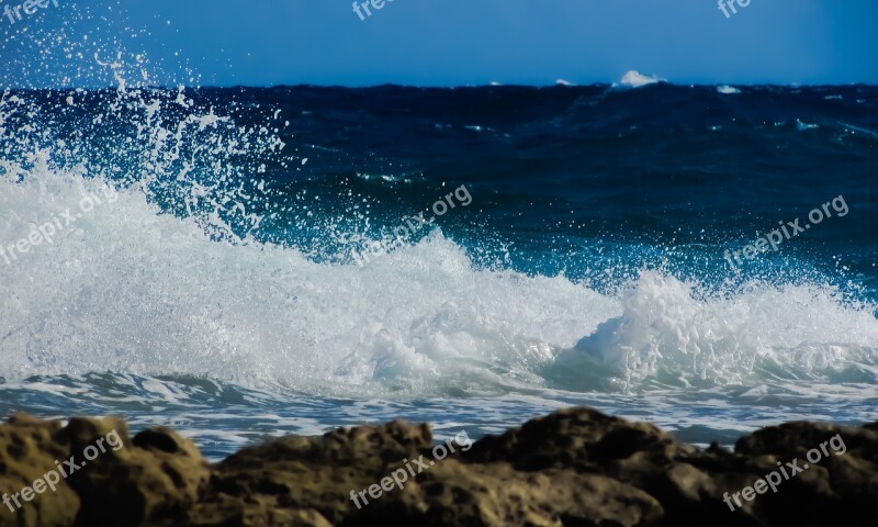 Wave Smashing Sea Water Beach