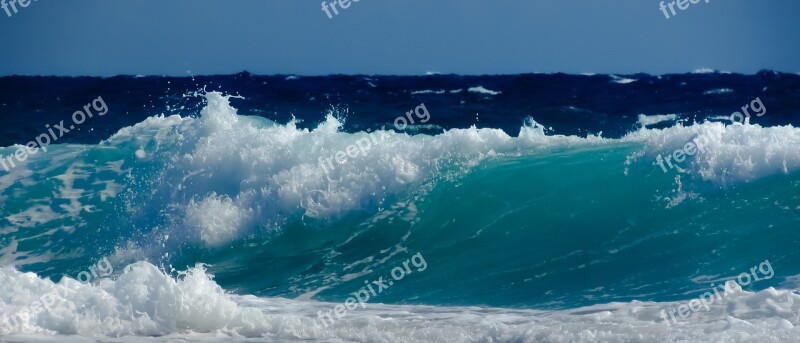 Wave Smashing Sea Water Beach