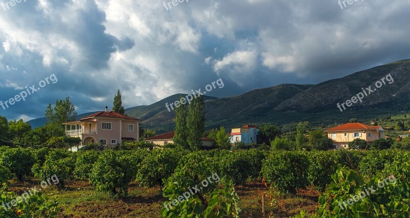 Greece Mountains Landscape Summer Sky