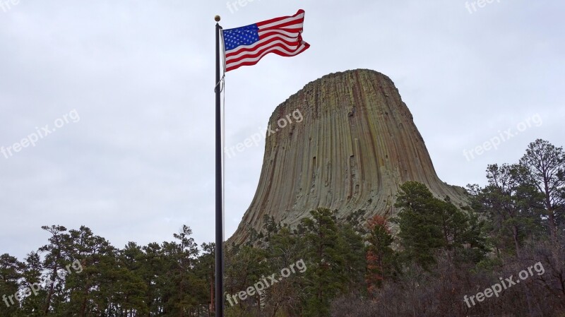 Devils Tower National Park America Rock Grooves