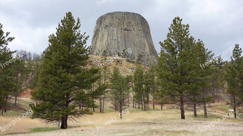 Devils Tower National Park America Rock Grooves