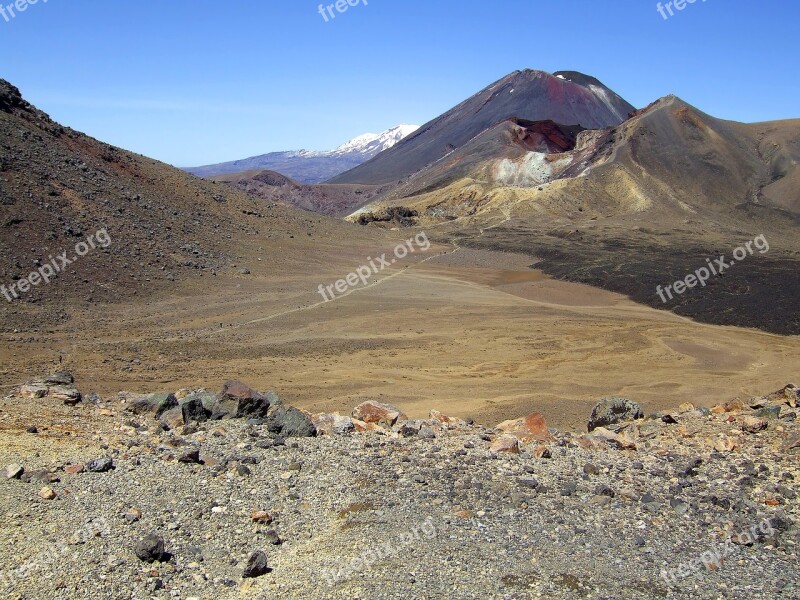 New Zealand Tongariro Crossing Mountains Volcano Red Soil