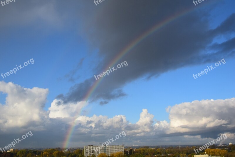 Rainbow Horizon View Landscape Clouds