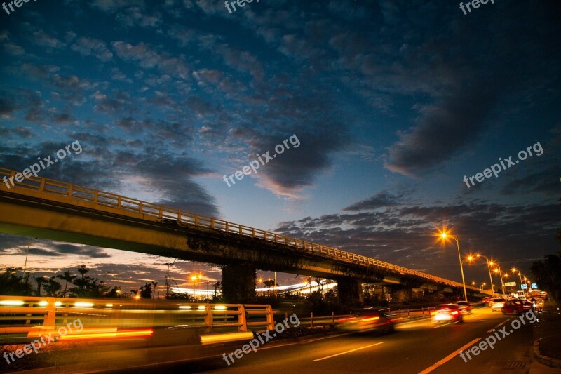 The Clouds Sunset Dark Night Street Lamp