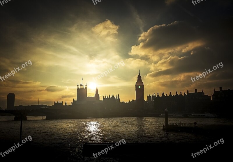 Sunset Buckingham Palace London Blue Red