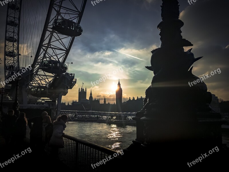 Sunset Buckingham Palace London Blue Red