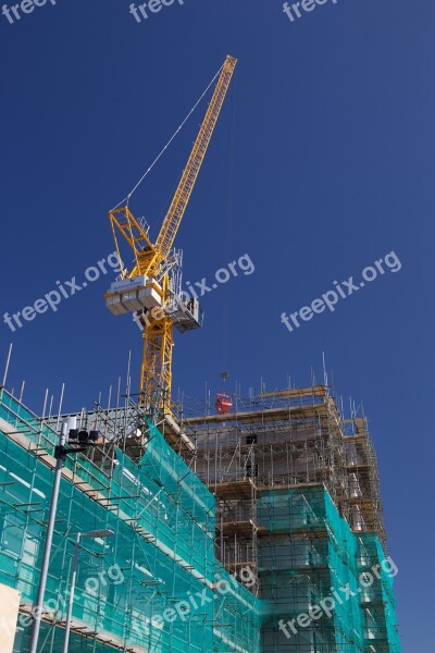 Crane Building Construction Blue Sky Building Site