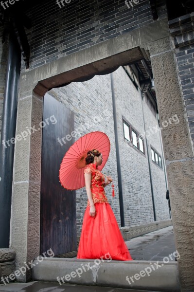 China Wind Wedding Asia Style Red Dress