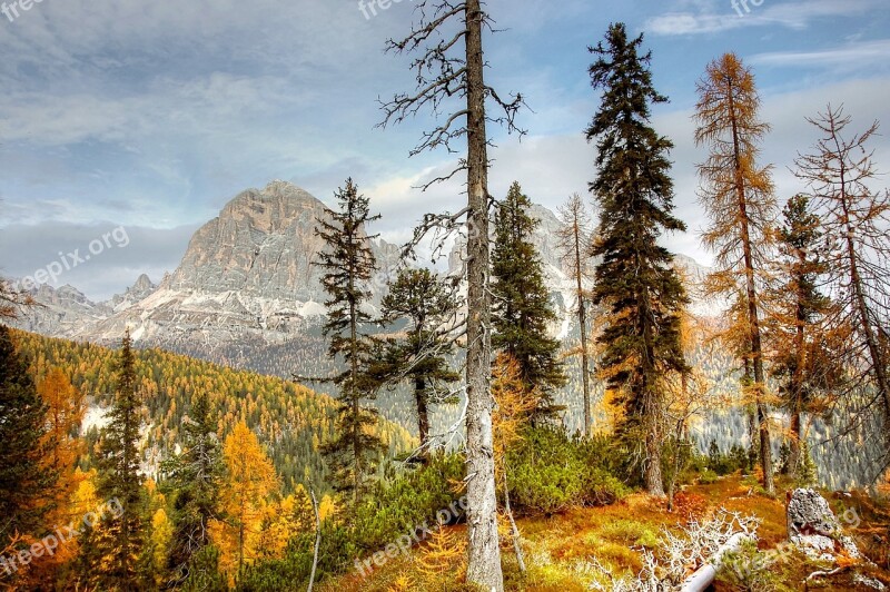 Tofane Dolomites Nature Mountains Clouds