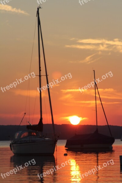 Sunset Ammersee Lake Mood Bavaria