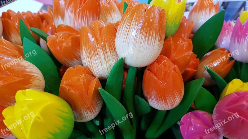 Wooden Tulips Artificial Flowers Souvenirs Holland Netherlands