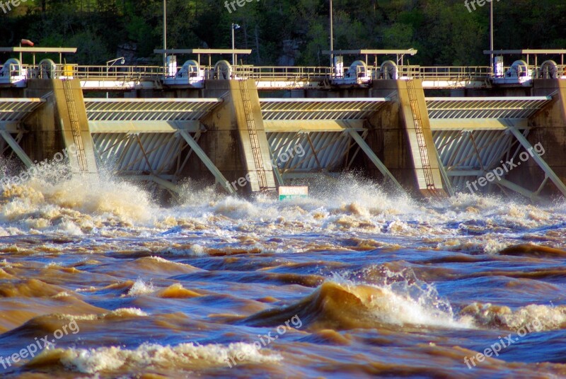 Dardanelle Dam During Flood Flooding Arkansas River Dardanelle