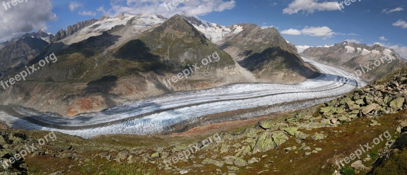 Switzerland Aletsch Glacier Mountains Alpine