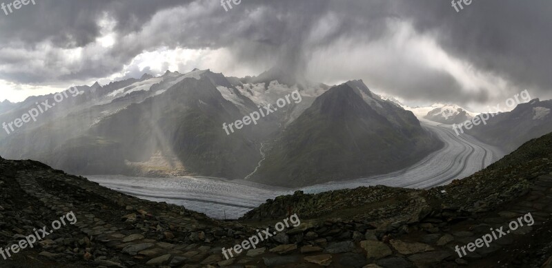 Switzerland Glacier Mountains Alpine Snow