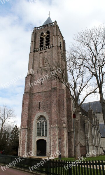 Church Tower Tholen Zealand Building