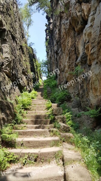 Stairs Ascension Rock Nun Rocks Upper Lusatia