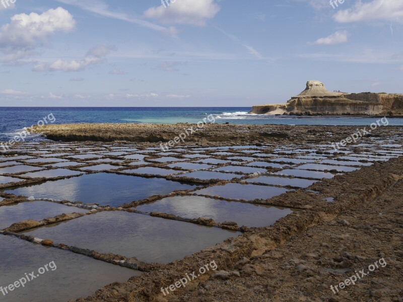 Gozo Salt Pans Sunny Sea Coast