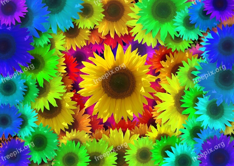 Sunflower Colorful Color Art Popart