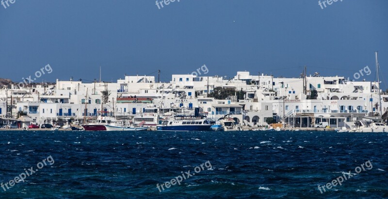 Village Sea Port Boat Cyclades