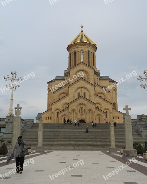 Georgia Tbilisi Holy Trinity Cathedral Sameba Free Photos