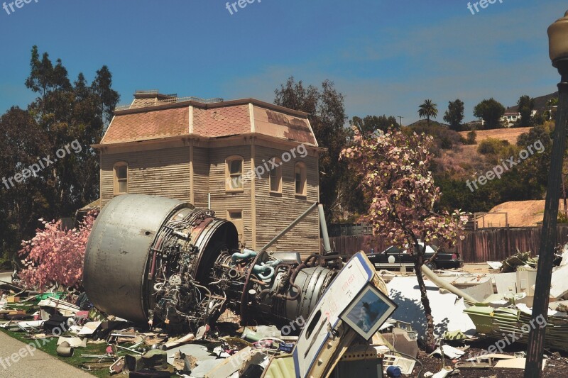 Aircraft Crash Engine Film Backdrop