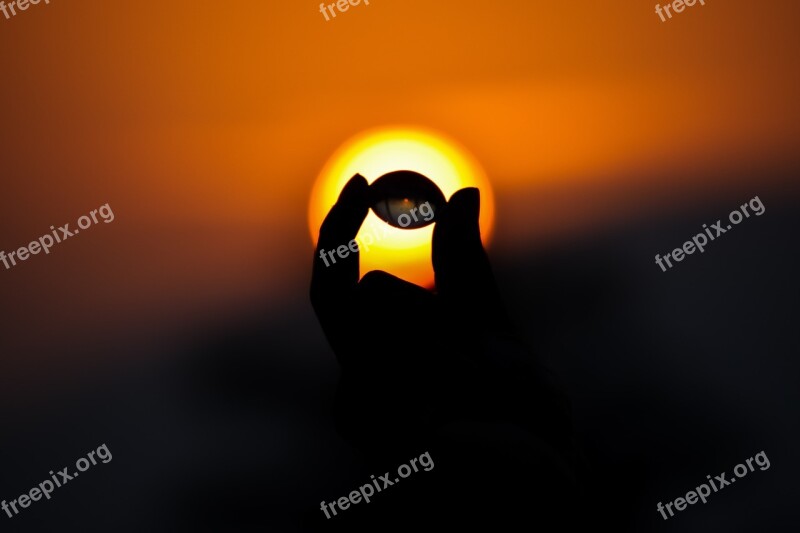 Hand Small Ball Sunlight Sun Orange Sky