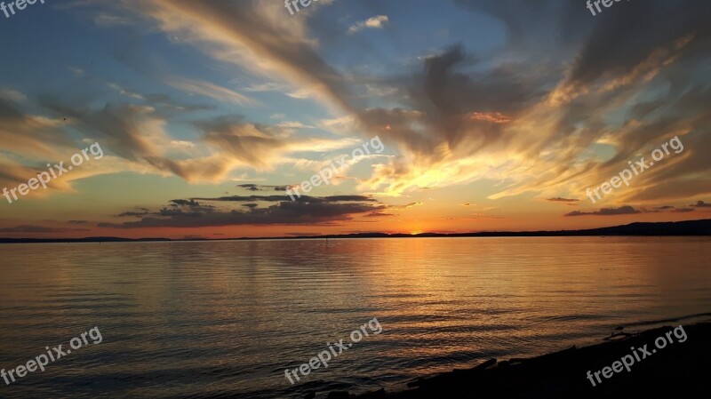 Sunset Lake Constance Langenargen Sky Water