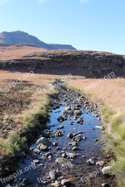 River Mountains Drakensberg Landscape Nature