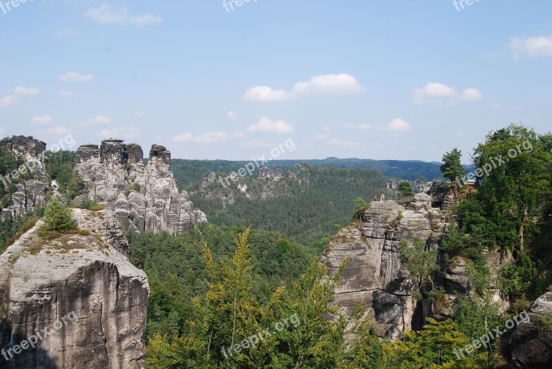 Saxon Switzerland Landscape Elbe Sandstone Mountains Sky Rock