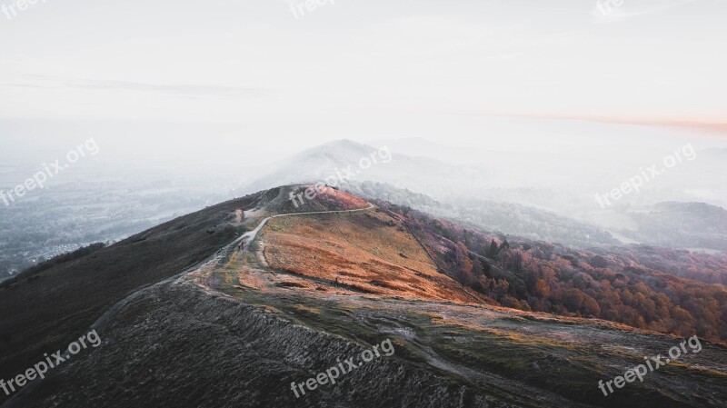 Nature Landscape Mountains Sunset Hills