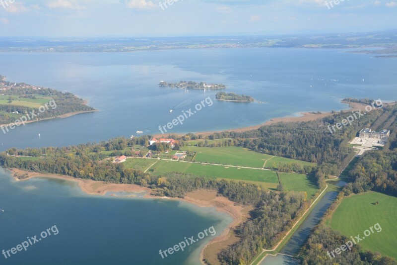 Island Lake Landscape Castle Chiemsee