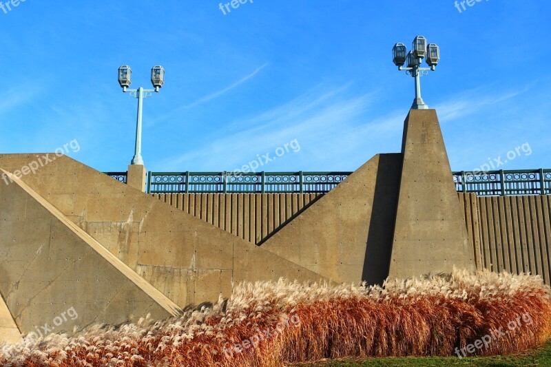 Architecture Bridge Grass Buildings Urban