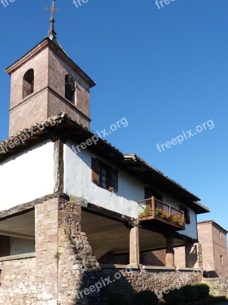 Church Bell Tower Popular Architecture Navarre Elbete