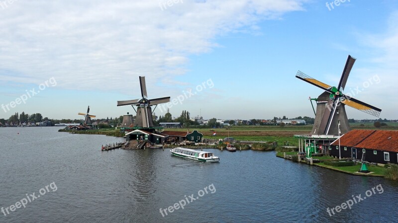 Zaanse Schans Windmills Tourism Netherlands Holland