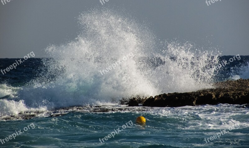 Wave Smashing Sea Water Beach