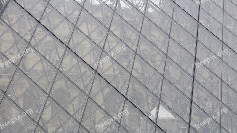 Stained Glass Louvre Transparent Grass Pyramid