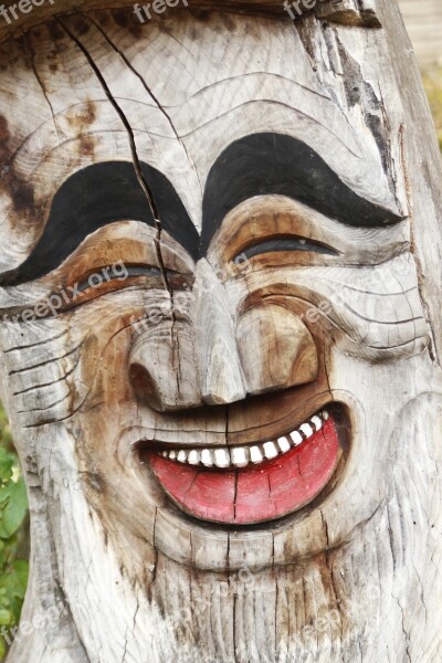 Sculpture Jung Laughter Wood Facial