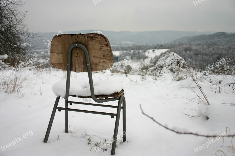 Winter Chair Lonely Snow White