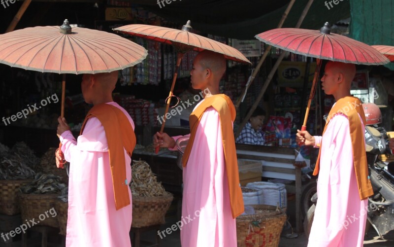 Monks Myanmar Buddhist Asia Buddha