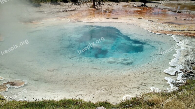 Yellowstone Geyser Mountain Water Free Photos