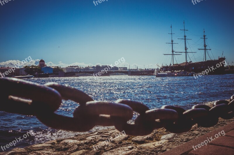 Spb River St Petersburg Russia City Bridge