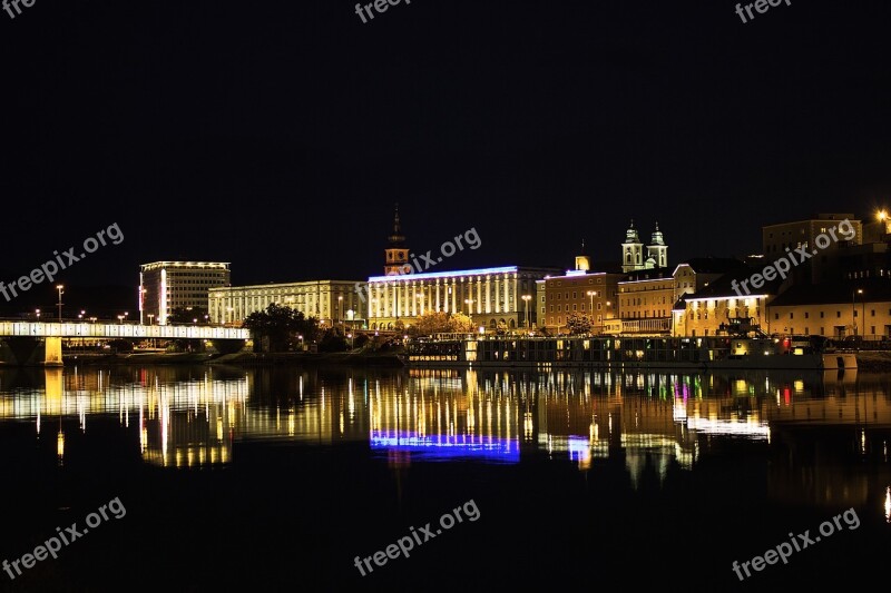 City Night River Lights At Night