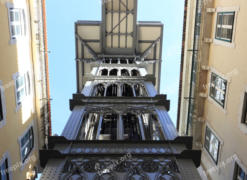 Portugal Lisbon Pedestrian Elevator Elevador De Santa Justa