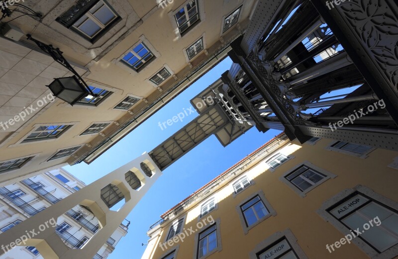 Portugal Lisbon Pedestrian Elevator Elevador De Santa Justa